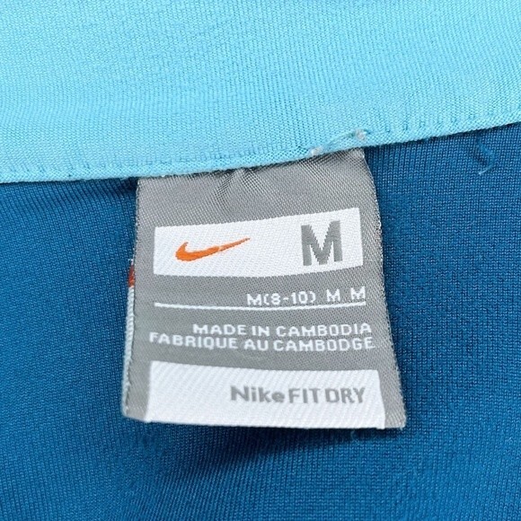 Nike FitDry Full Zip Track Jacket sz M * Long Sleeve Blue Green Aqua Pockets Gym - Picture 6 of 7